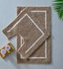 Brown Cotton 20X30 Inches Anti-Skid Bath Mat Set Of 2