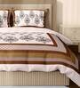 Brown Traditional 350 TC Cotton King Sized Bed Sheets with 2 Pillow Covers