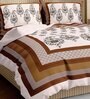 Brown Traditional 350 TC Cotton King Sized Bed Sheets with 2 Pillow Covers