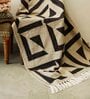 Brown Cotton Geometric 62X48 Inches Throw With Fringes
