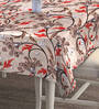 Floral (90x60) Brown & Red Cotton Blend Table Cloth