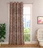 Brown Cotton Light Filtering 7 Feet Eyelet Curtain (1 Piece)