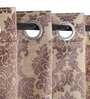 Brown Cotton Light Filtering 7 Feet Eyelet Curtain (1 Piece)