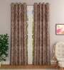 Brown Cotton Light Filtering 7 Feet Eyelet Curtain (1 Piece)