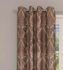Brown Cotton Light Filtering 7 Feet Eyelet Curtain (1 Piece)