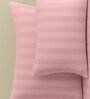 Pink Cotton 300TC 2CM Striped Super King Bedsheet with 2 Pillow Covers