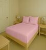 Pink Cotton 300TC 2CM Striped Super King Bedsheet with 2 Pillow Covers