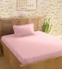 Pink Cotton 210TC Striped Single Bedsheet with 1 Pillow Cover