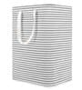 Grey Striped Linen Cotton Foldable 60 Ltr Laundry Basket