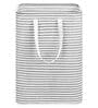 Grey Striped Linen Cotton Foldable 60 Ltr Laundry Basket