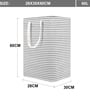 Grey Striped Linen Cotton Foldable 60 Ltr Laundry Basket