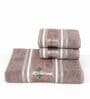Brown Cotton Printed  460 GSM Bath & Hand Towels 3Pcs Bath And Hand Towels