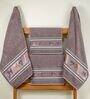 Brown Cotton Printed  460 GSM Bath & Hand Towels 4Pcs Bath And Hand Towels