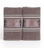 Brown Cotton Printed  460 GSM Bath Towels Pack of 2