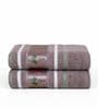 Brown Cotton Printed  460 GSM Hand Towels Pack of 2