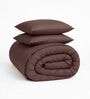 Brown Cotton 210TC Solid Plain All Weather Double 150GSM Bedding Set 1 Comforter 1 Bedsheet 2 Pillow Covers