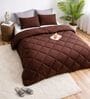 Brown Cotton 210TC Solid Plain Heavy Winter Double 400GSM Bedding Set 1 Comforter 1 Bedsheet 2 Pillow Covers