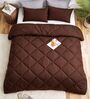 Brown Cotton 210TC Solid Plain Heavy Winter Double 400GSM Bedding Set 1 Comforter 1 Bedsheet 2 Pillow Covers