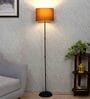 Brown Cotton Shade Club Floor Lamp Iron Base