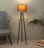 Brown Cotton Shade Tripod Floor Lamp Iron Base