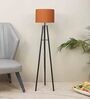 Brown Cotton Shade Tripod Floor Lamp Iron Base
