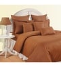 Brown Solid 210 TC Cotton Single Bed Sized Bed Sheets With 1 Pillow Cover