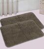 Grey Solid Cotton 24x16 Inches AntiSkid Bath Mats (Set of 2)