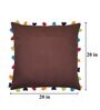 Brown Cotton Solid Tassel 8x8 inches Cushion Covers (1 Pc)