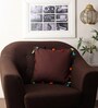 Brown Cotton Solid Tassel 8x8 inches Cushion Covers (1 Pc)