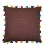 Brown Cotton Solid Tassel 8x8 inches Cushion Covers (1 Pc)