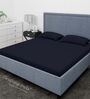 Blue Cotton Solid Finest 300TC Plain Super King Bedsheet with 2 Pillow Covers
