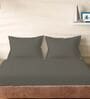 Grey Cotton Solid 210TC Plain Set of 2 Pillow Covers