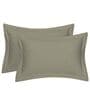 Grey Cotton Solid 210TC Plain Set of 2 Pillow Covers