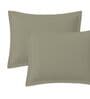Grey Cotton Solid 210TC Plain Set of 2 Pillow Covers