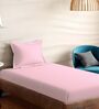 Pink Cotton Solid 210TC Plain Single Bedsheet with 1 Pillow Cover