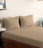 Brown Cotton Solid 210TC Plain Super King Bedsheet with 2 Pillow Covers