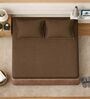 Brown Cotton Solid 210TC Plain Super King Bedsheet with 2 Pillow Covers
