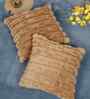 Brown Cotton Textured 16X16 Inches Cushion Covers (Pack of 2)