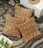 Brown Cotton Textured 16X16 Inches Cushion Covers (3Pcs)