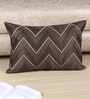 Brown Cotton Zig Zag 18x12 inches Cushion Cover (1Pc)