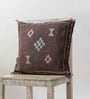 Brown Textured Cotton 20 x 20 Inches Cushion Cover