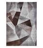 Brown Cream Abstract Polypropylene 11 ft x 8 ft Machine Made Carpet