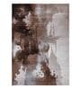 Brown Cream Abstract Polypropylene 7 ft x 5 ft Machine Made Carpet