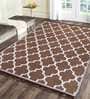 Brown Chenille Abstract 4 x 6 Feet Machine Made Carpet