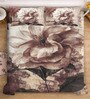 Brown Digital Floral Printed Cotton Blend Double Bedsheet with 2 Pillow Covers
