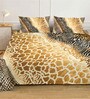 Brown Digital Geometric Printed Cotton Blend Double Bedsheet with 2 Pillow Covers