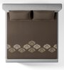 Brown Embroidered 210 TC Cotton King Sized Bedsheet with 2 Pillow Covers