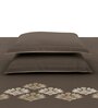 Brown Embroidered 210 TC Cotton King Sized Bedsheet with 2 Pillow Covers