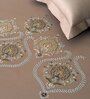 Brown Embroidered 210 TC Cotton King Sized Bedsheet with 2 Pillow Covers