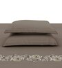 Brown Embroidered 210 TC Cotton King Sized Bedsheet with 2 Pillow Covers